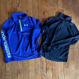 Under Armour Blue and Black Quarter-Zip Tops